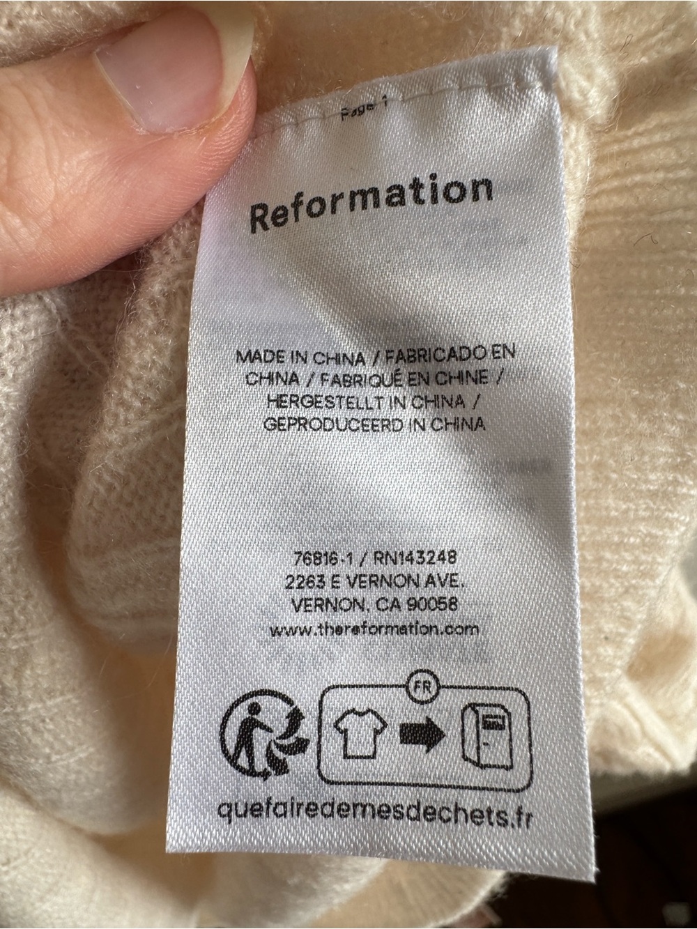 Reformation cashmere boyfriend sweater cream cable - Picture 6 of 7